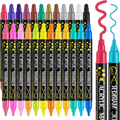 Betem 24 Colors Dual Tip Acrylic Paint Pens Markers, for Wood, Canvas, Stone, Rock Painting, Glass