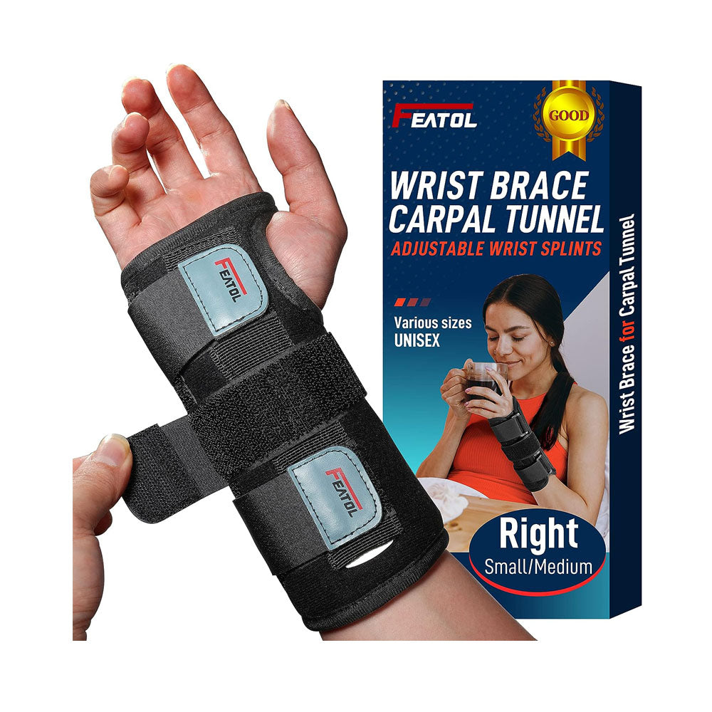 FEATOL Wrist Brace for Carpal Tunnel, Adjustable Night Wrist Support Brace